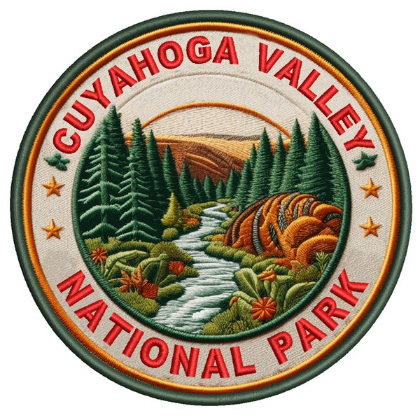 Cuyahoga Valley National Park Patch Iron-on/Sew-on Applique for Clothing Vest Backpack Hat, Nature Badge, Blue Hen Falls, Ohio, Souvenir