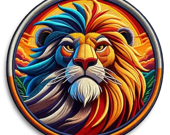 Lion Patch Iron-on/Sew-on Applique for Clothing Jacket Jeans Backpack Costume, Animal Badge, Wild Animals, Africa, African Wildlife, Zoo