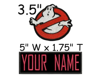 ADULT Set of Two Custom Your Name Personalized Name Tag Ghostbusters No Ghost Logo Embroidered Patch Iron-on DIY Applique Halloween Costume
