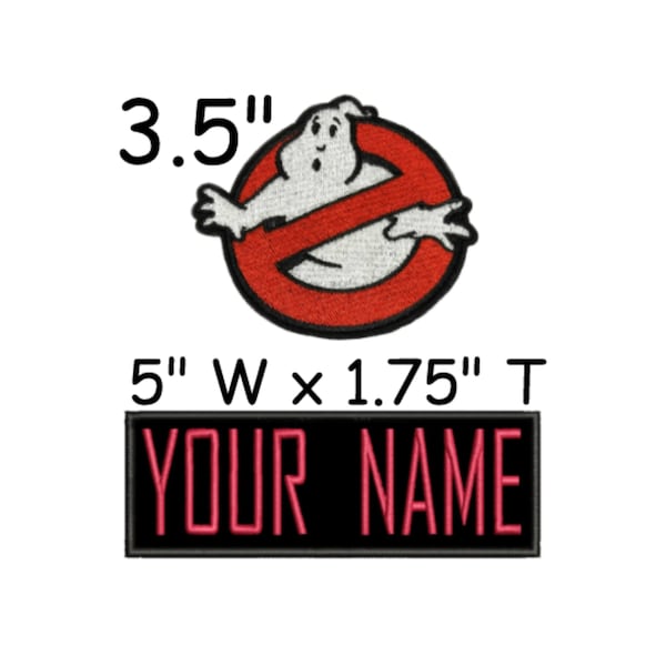 ADULT Set of Two Custom Your Name Personalized Name Tag Ghostbusters No Ghost Logo Embroidered Patch Iron-on DIY Applique Halloween Costume