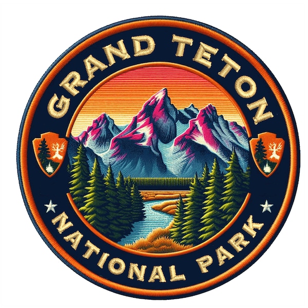 Grand Teton National Park Patch Iron-on/Sew-on Applique for Clothing Jacket Jeans Backpack, Nature Badge, Teton Range, Wyoming, Souvenir