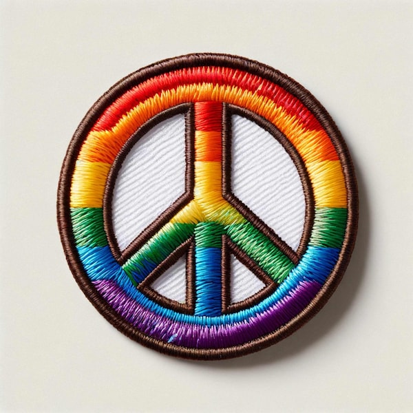 Rainbow Peace Sign Patch Embroidered Iron-on/Sew-on Applique for Clothing Jacket Jeans Backpack Boho Hippie Retro Free Love Woodstock Groovy