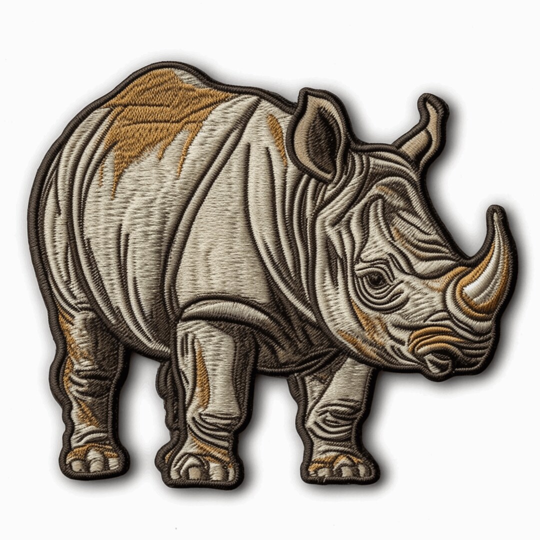 Realistic Rhino Patch Animal Badge 3 Iron on Etsy