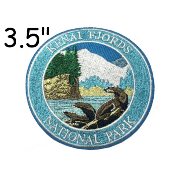 Kenai Fjords National Park Patch Embroidered Iron-on/Sew-on Applique for Clothing Vest Backpack, Outdoor Adventure, Travel Souvenir patches