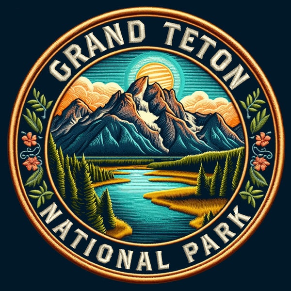 Grand Teton National Park Patch Iron-on/Sew-on Applique for Clothing Jacket Jeans Backpack, Nature Badge, Teton Range, Wyoming, Souvenir
