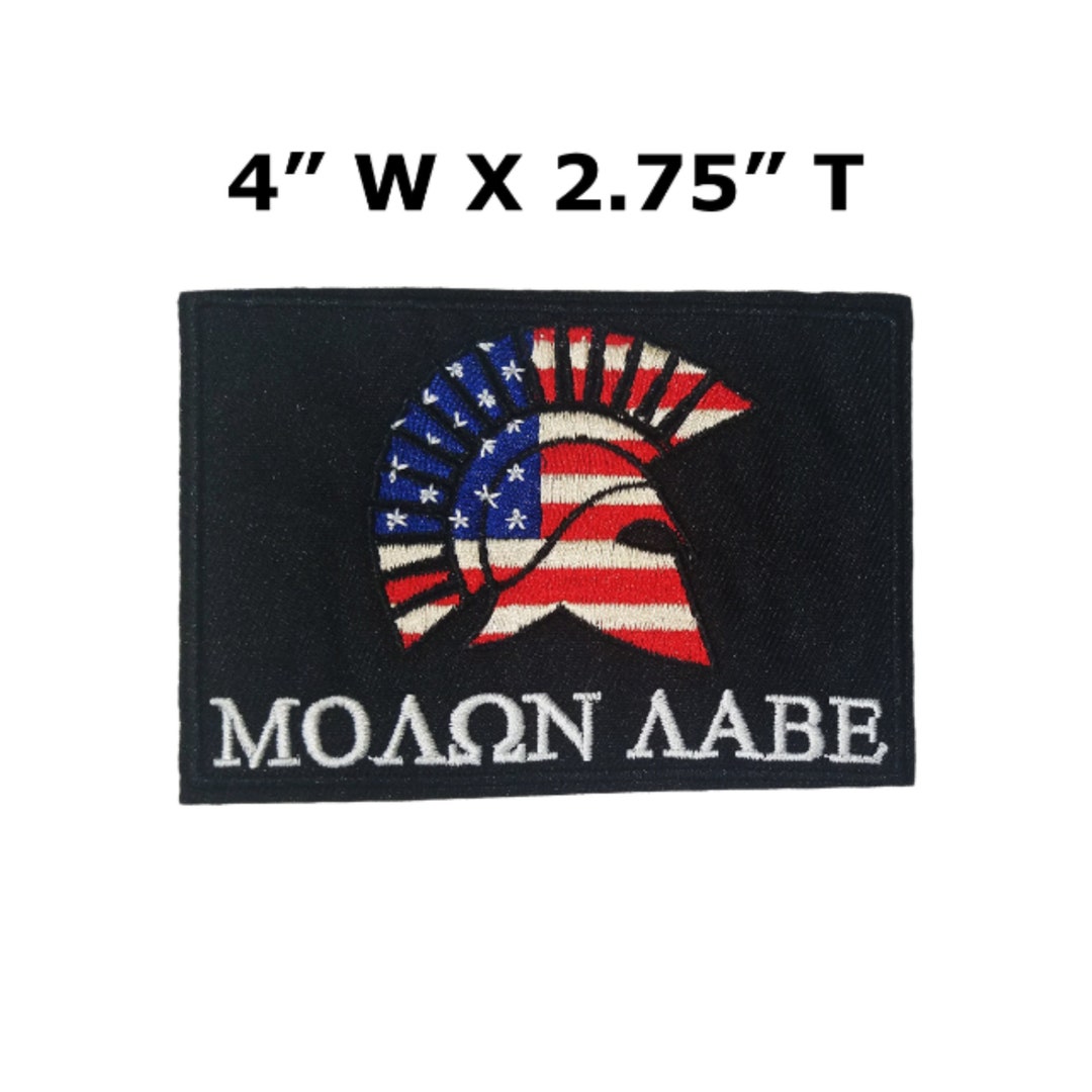 Patch Molon Labe Con Bandiera USA E Casco Spartano | Ricamo A Strappo | Fatto In USA