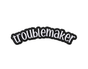 Word! Iron On Patch - Patches Troublemaker Text Words Embroidered Iron-on Applique for Clothing Jeans Jacket Backpack, 3.4" W x 0.9" T