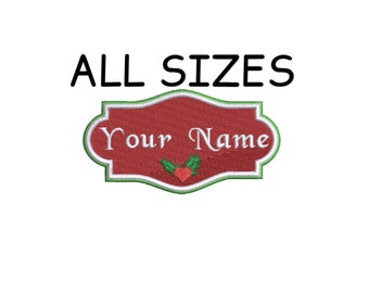 4"x1.5" Name Patch Custom "YOUR NAME" Personalized Stocking Name Tag Embroidered Iron-on/Sew-on Premium Applique, Merry Christmas, Festive