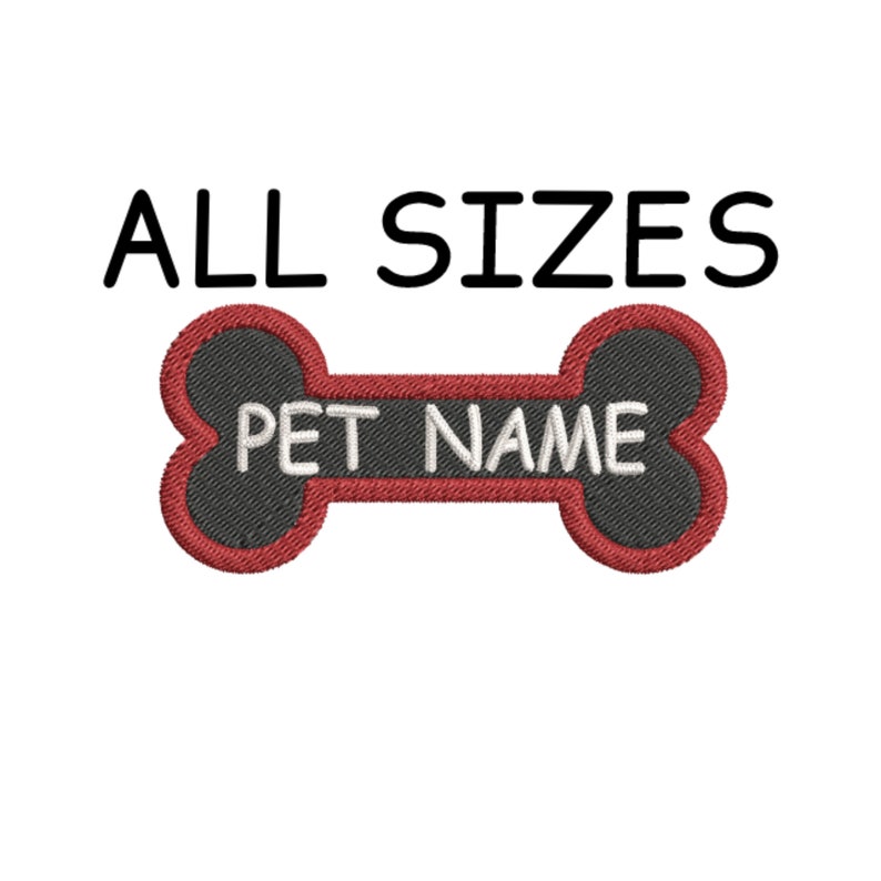 Custom Your Dog Name Bone Embroidered Patch Personalized Tag / Pet Harness, Dog Collar /Canine Family Best Friend K-9 Service Dog Working image 1