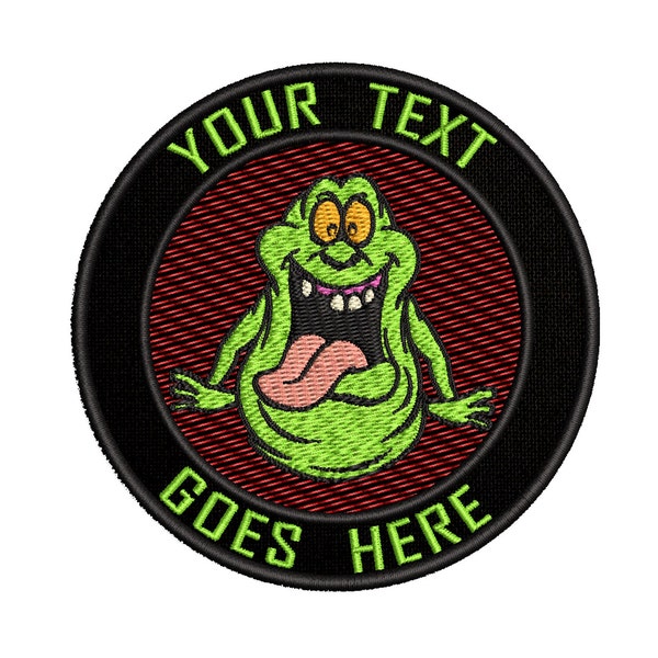 Ghostbusters Slimer Patch Custom Your Name Text Embroidered DIY Iron-On Applique Halloween Costume Uniform Badge, Supernatural Paranormal