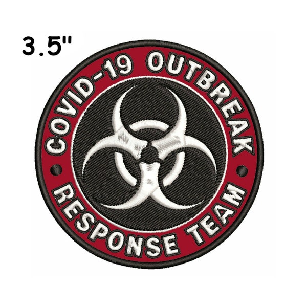 Covid 19 Outbreak Response Team Embroidered Patch Iron-on DIY Custom Applique, Vest Jacket Uniform Costume Backpack, Bio-Hazard Symbol Logo