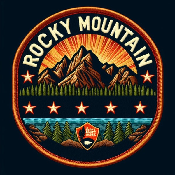 Rocky Mountain National Park Patch Iron-on/Sew-on Applique for Clothing Jacket Vest Jeans Backpack, Nature Badge, Seek Adventure, Colorado