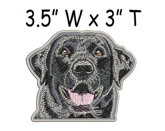 Black Labrador Patch Embroidered Iron-on/Sew-on Applique for Clothing Jacket Vest Denim Backpack, K9 Harness, Canine Dog Puppy, Family Pet