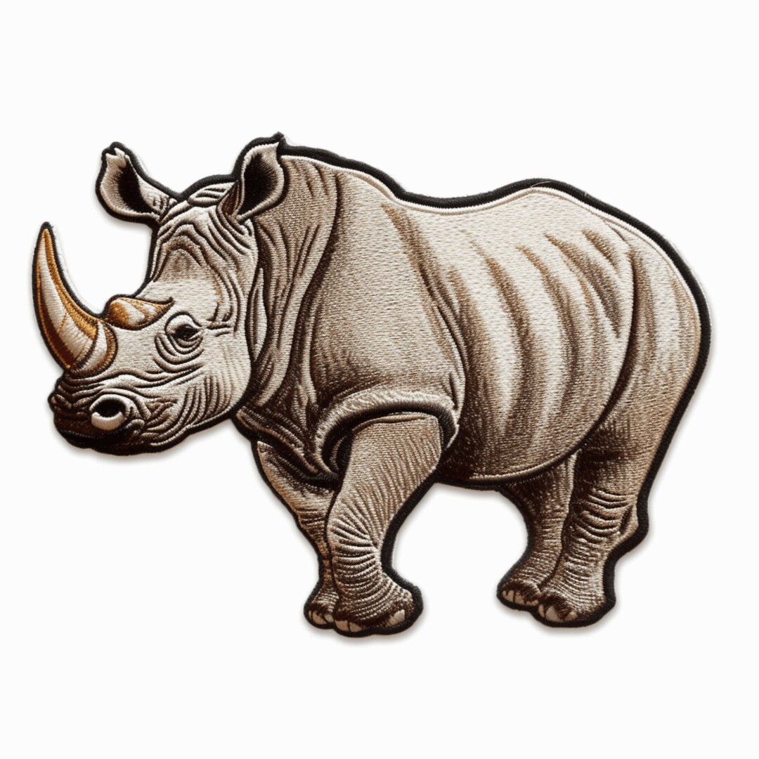 Realistic Rhino Patch Animal Badge 3 Iron on Etsy