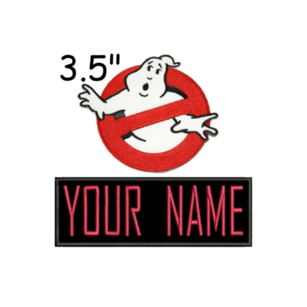 CHILD Set of Two Custom Your Name Personalized Name Tag Ghostbusters No Ghost Logo Embroidered Patch Iron-on DIY Applique Halloween Costume