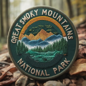 Great Smoky Mountains National Park Patch Iron-on/Sew-on Applique for Clothing Jacket Jeans Backpack Hat, Nature Badge, Appalachian Trail