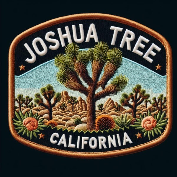 Joshua Tree National Park Patch Iron-on/Sew-on Applique for Clothing Jacket Jeans Backpack, Nature Badge, Los Angeles, Mojave, California