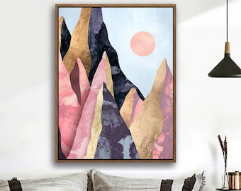 Abstract Mountain Framed Canvas Print, Nordic Wall Art