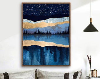 Abstract Nordic Landscape Canvas, Wood Framed Wall Art