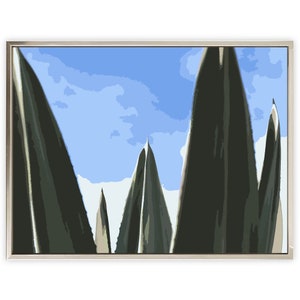Agave Leaves Paint by Numbers Kit for Adults Beginners, Acrylic Painting Oil Paint on Floater Framed Canvas, DIY Paint by Numbers Set