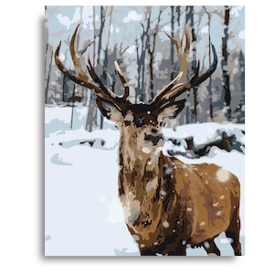 The Elk Paint by Numbers Colorful Oil Painting Abstract 16x20 Framed DIY Paint by Numbers Kit for Adults Beginners