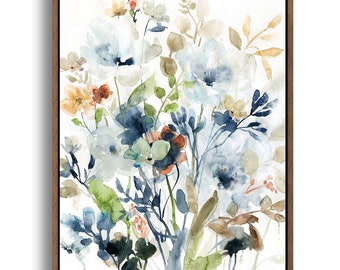 Floral Watercolor Canvas Print, Framed Wall Art