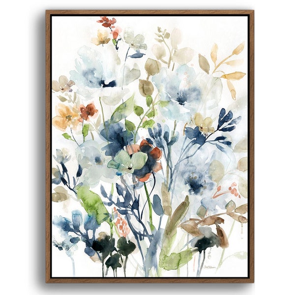 Floral Watercolor Canvas Print, Framed Wall Art