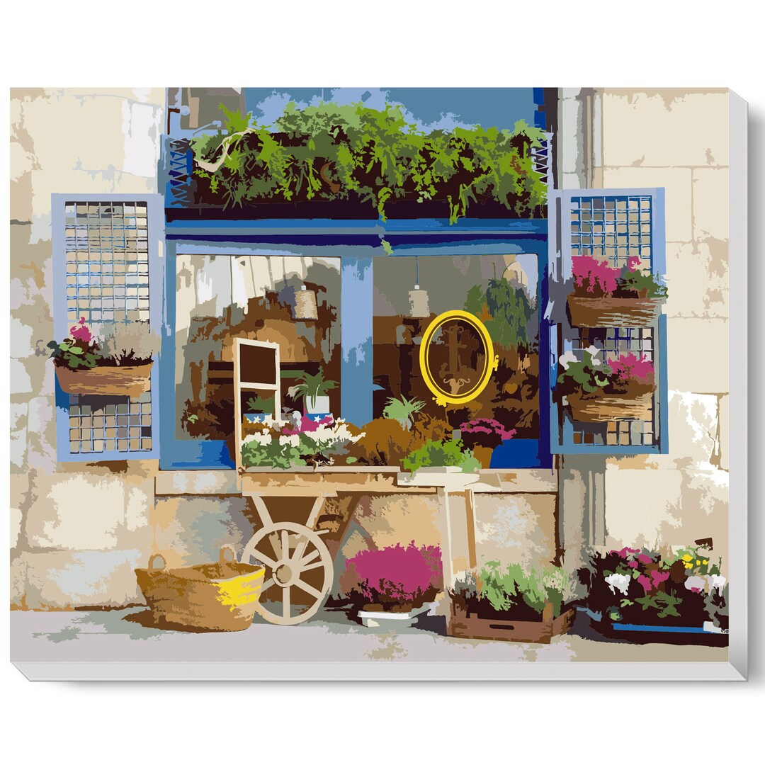 Fantasy Yard and Windows Paint by Numbers Colorful Oil Painting