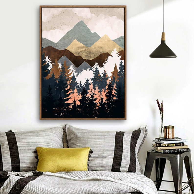 Wood Framed Canvas Home Artwork Decoration Nordic Style Etsy