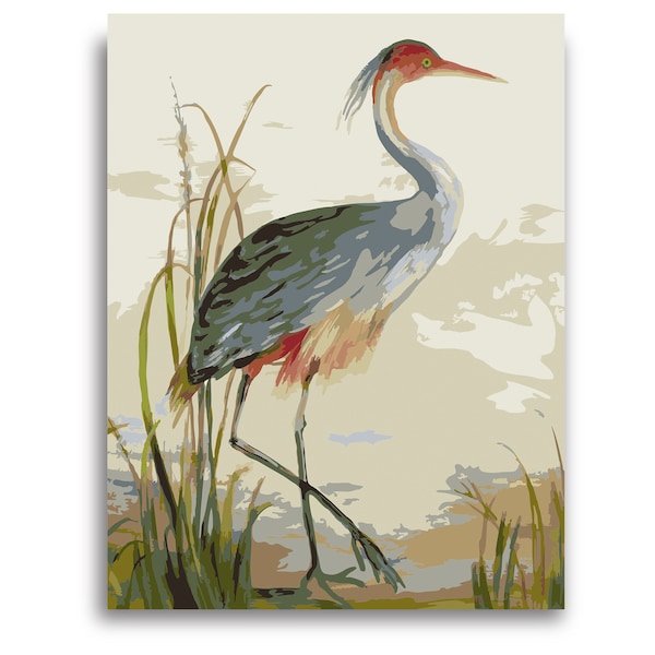 Crane Paint by Numbers Kit: Abstract Colorful Painting (16x20 Framed)