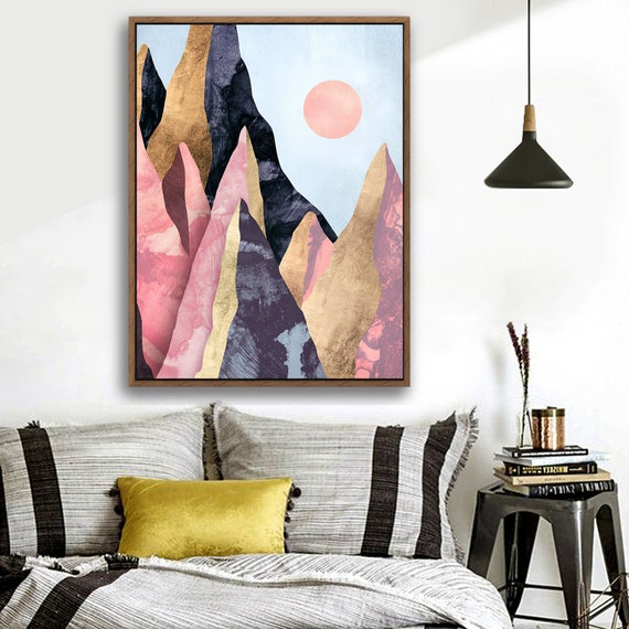 Abstract Mountain Framed Canvas Print, Nordic Wall Art