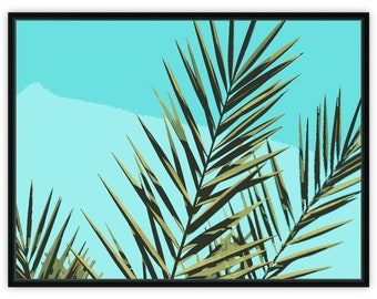 Tropical Palm Leaves Paint by Numbers Kit, Framed Canvas