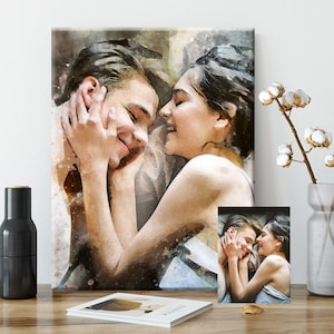 Customize Couple Portrait Watercolor, Portrait From Photo, For Him, For Her