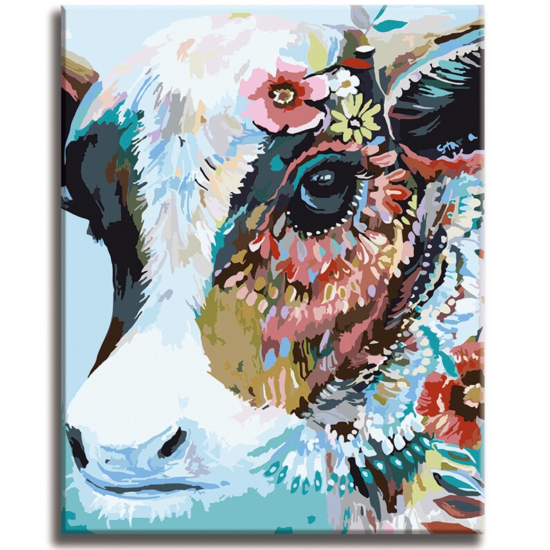 Holy Cow Paint by Numbers Colorful Oil Painting Abstract 16x20 Etsy