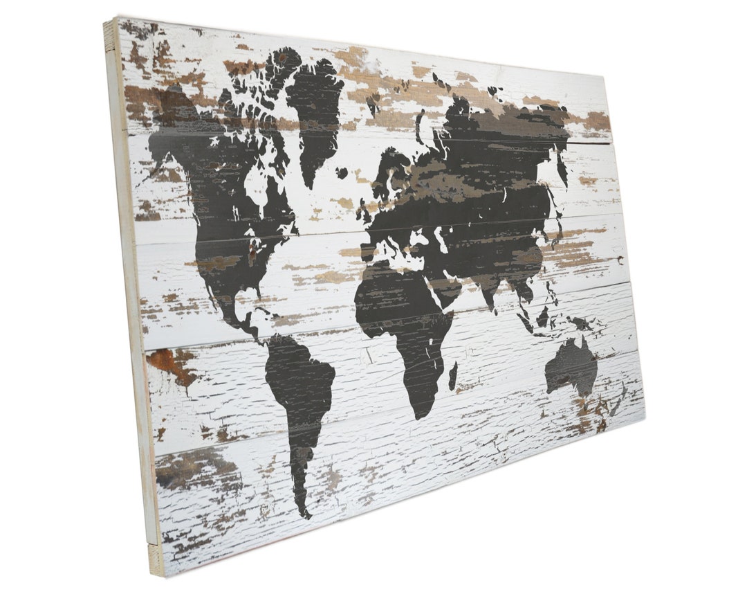 Rustic World Map Wood Plank Wall Art, Farmhouse Decor (47.5x27.5x1 Inch ...