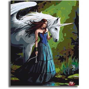 Her Unicorn Paint by Numbers Colorful Oil Painting Abstract 16x20 Framed DIY Paint by Numbers Kit for Adults Beginners