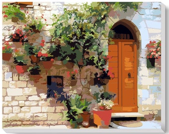 Abstract Doorway Paint by Numbers Kit: Colorful Oil Painting (16x20 Framed)