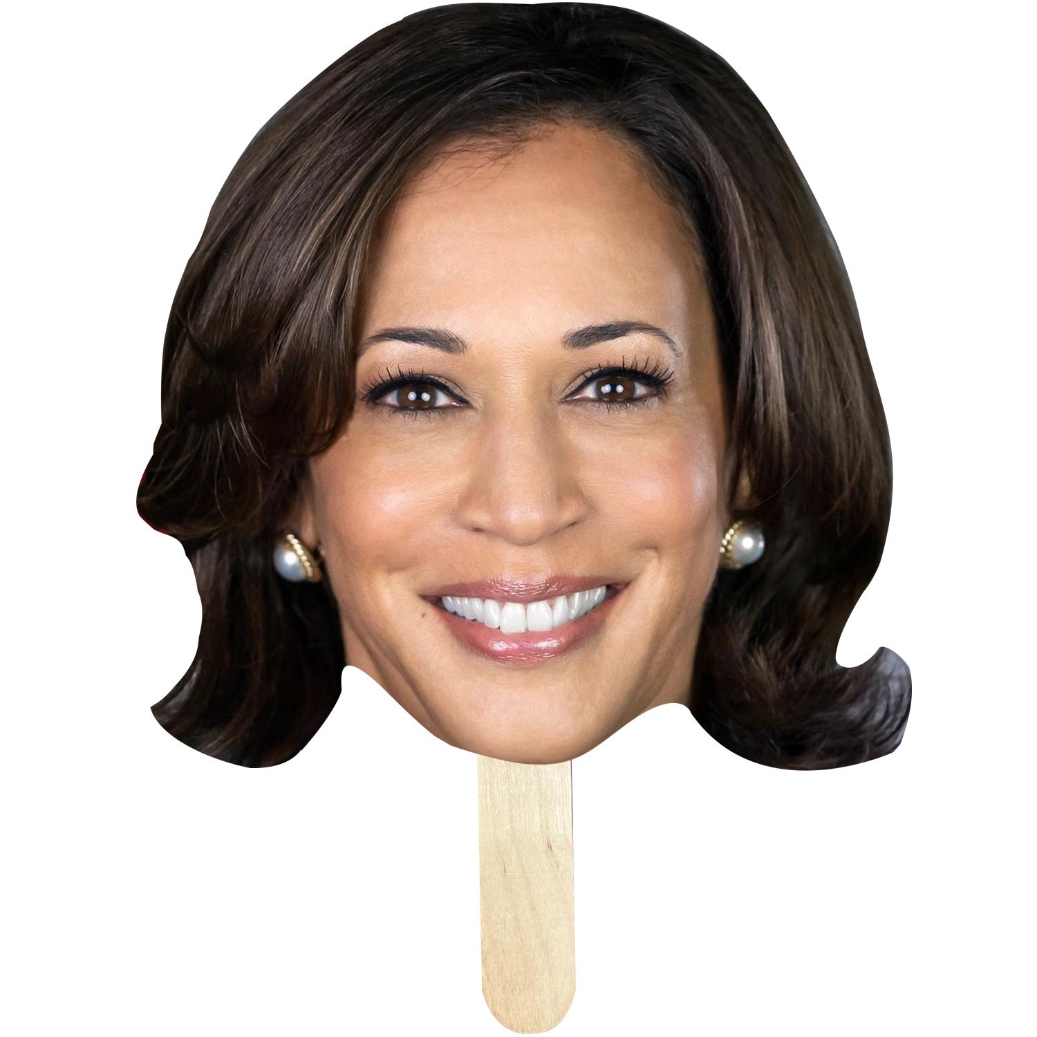 Kamala Harries, 12 in Big Heads on a Stick for Presidential Election 2024 | Waterproof Fun Face Cardboard Cutout | Life Size face on a Stick