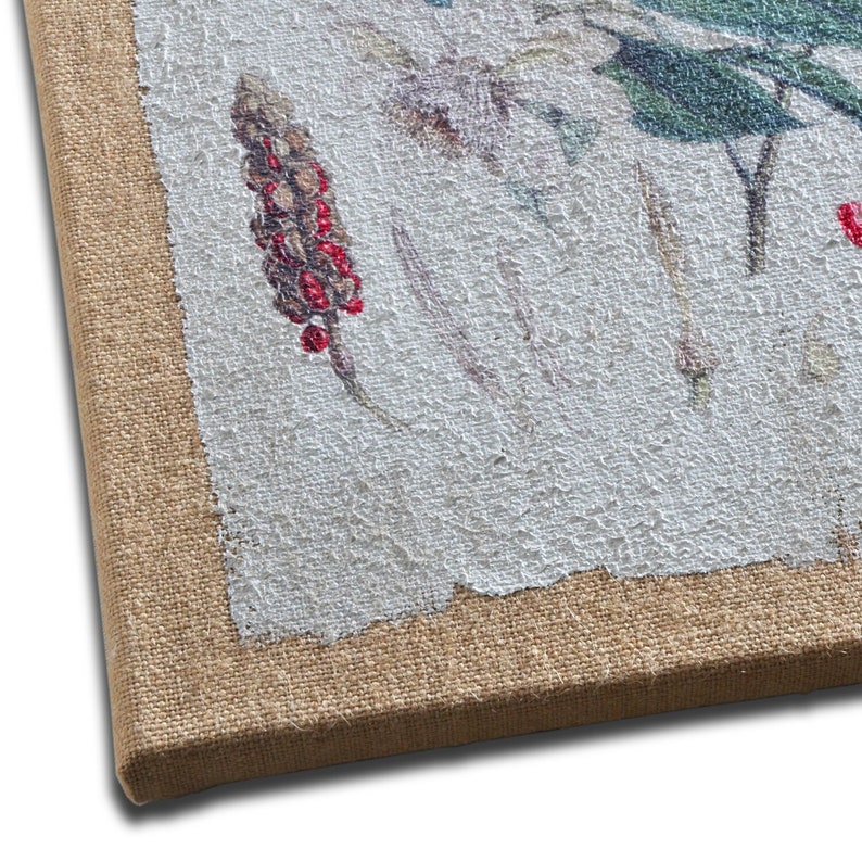 Set of 6 Ready to Hang French Vintage Botanical Artwork Prints on Burlap Canvas Wall Art Vintage Flower Illustration Home Decoration