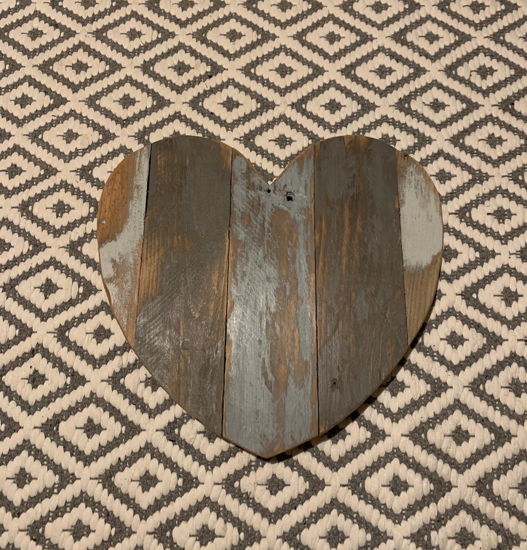 Wooden Heart Reclaimed Painted Wood Heart Art Piece Distressed Etsy