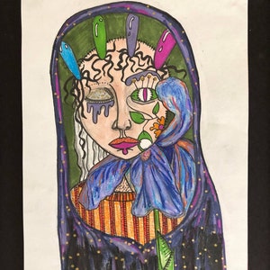Original Pencil Art &#39;Iris&#39; Drawing