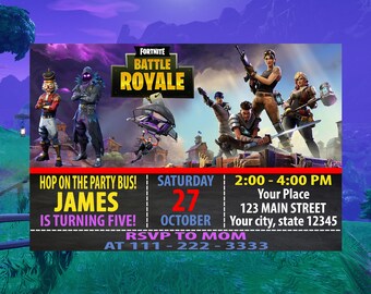 Fortnite Birthday Etsy Nz - fortnite birthday invitation fortnite invitations for kids birthday party printable invitations jpg file pdf file diy invitation
