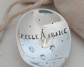 Petite cuillère Ronde J'peux pas, j'ai dessert gravée en métal argenté, pour anniversaire, baptême, fête des pères, mariage