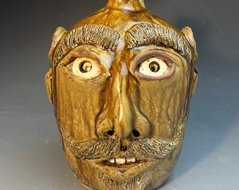 Face Jug with Ash Glaze