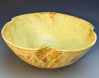 Scalloped Rim Bowl with Yellow Glaze