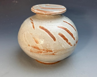Small Moon Jar with Lid and Shino Glaze