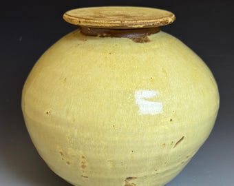 Yellow Moon Jar with Lid