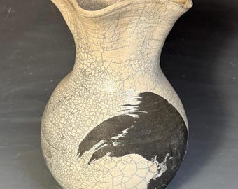 White Crackle Raku Vase