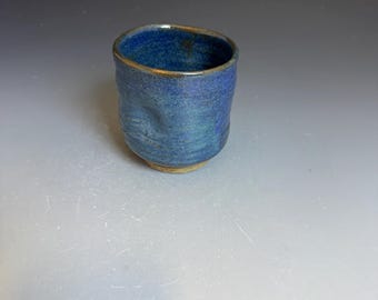 Blue Yunomi (Teacup) with Finger Dents