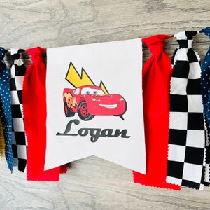 Cars Movie Inspired Birthday High Chair Banner, Lightning McQueen Inspired Highchair Banner/ Disney Cars Inspired Birthday Banner. image 4